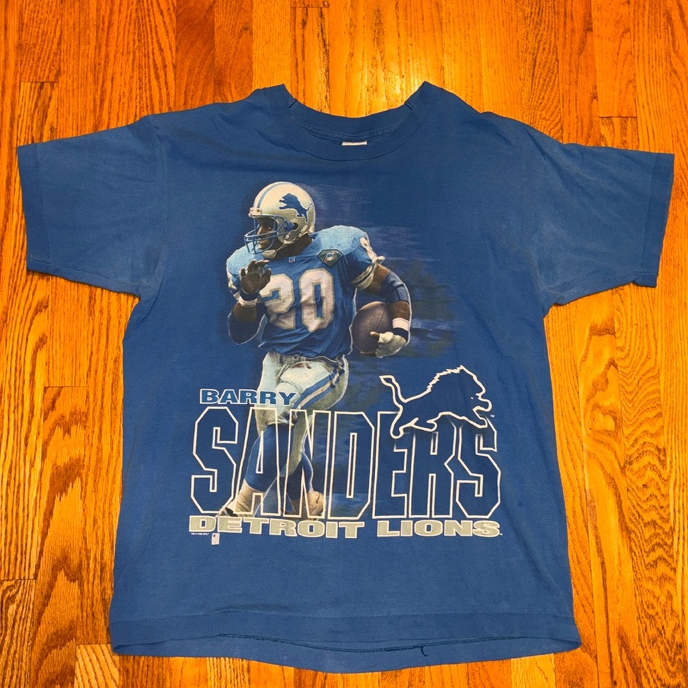 Vintage Detroit Lions Barry Sanders 1995 Tshirt made in USA